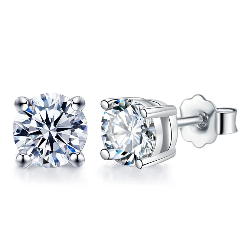 DW D Color Brilliant Round Cut Lab Moissanite Diamond Stud Earrings for Women 925 Sterling Silver Gold Plated Wedding Jewelry