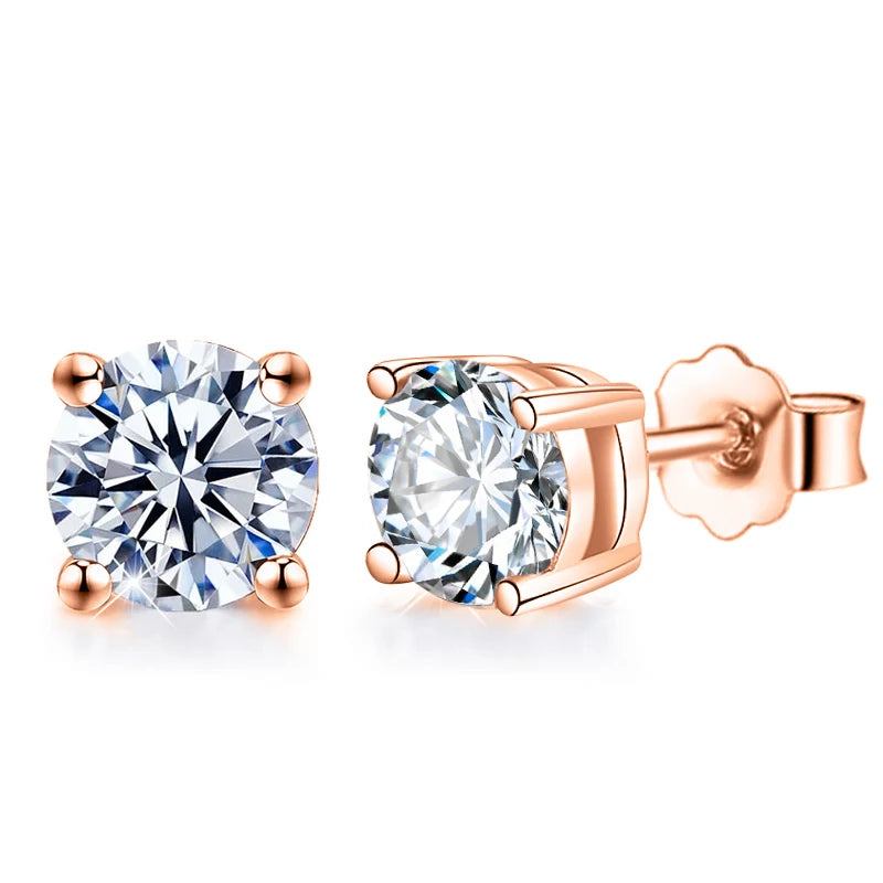DW D Color Brilliant Round Cut Lab Moissanite Diamond Stud Earrings for Women 925 Sterling Silver Gold Plated Wedding Jewelry